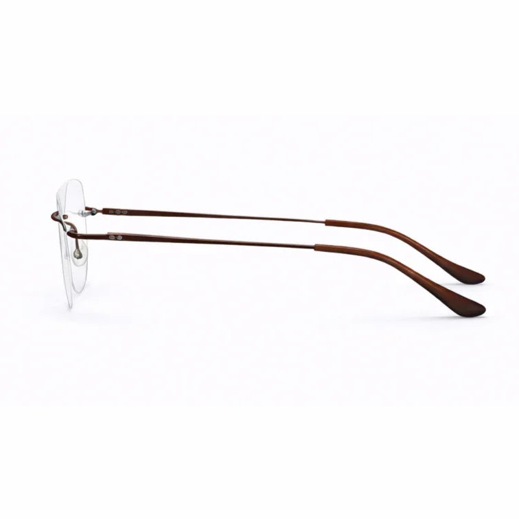 Rimless Rectangular Eyeglasses with Brown Temples-zoom-