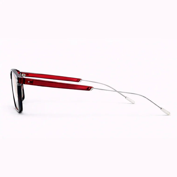 Black Frame Eyeglasses with Bold Red Temples-zoom-