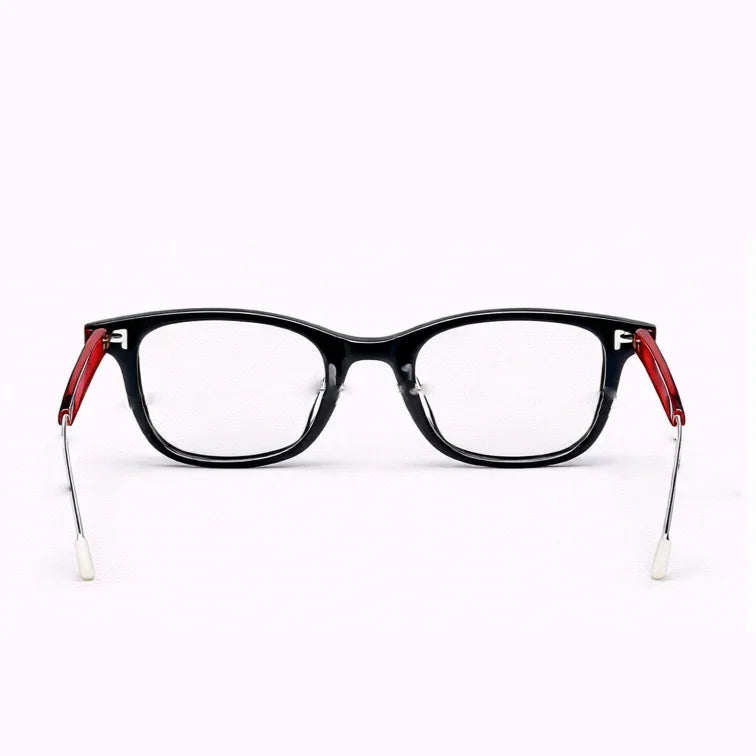 Black Frame Eyeglasses with Bold Red Temples-6