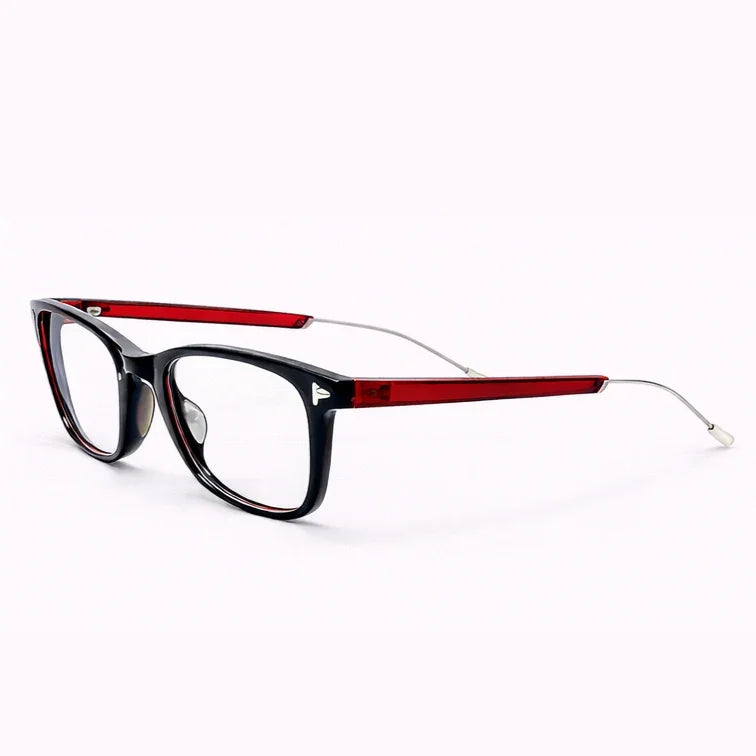 Black Frame Eyeglasses with Bold Red Temples-zoom-2