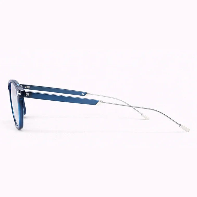 Navy Blue Square Eyeglasses with Silver Metal Temples-zoom-3