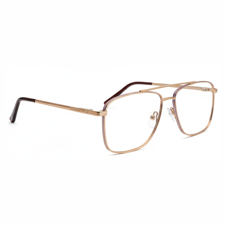 Voyager Optical Frame - Gold Metal Aviator Eyeglasses with Double Bridge-zoom-