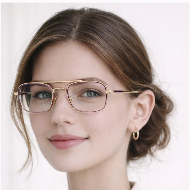 Voyager Optical Frame - Gold Metal Aviator Eyeglasses with Double Bridge-zoom-7