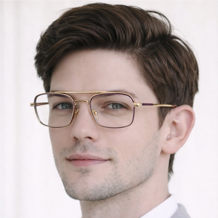Voyager Optical Frame - Gold Metal Aviator Eyeglasses with Double Bridge-zoom-8