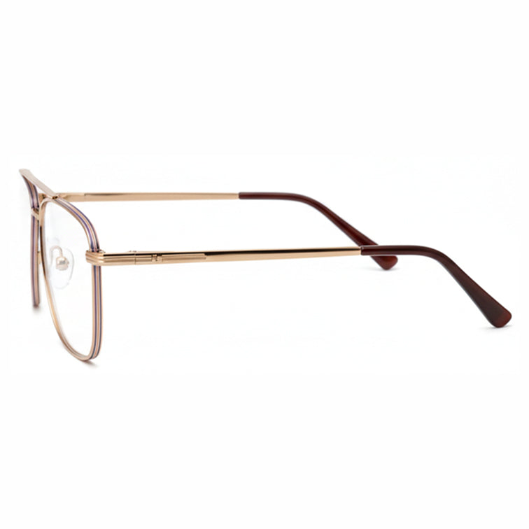 Voyager Optical Frame - Gold Metal Aviator Eyeglasses with Double Bridge-zoom-