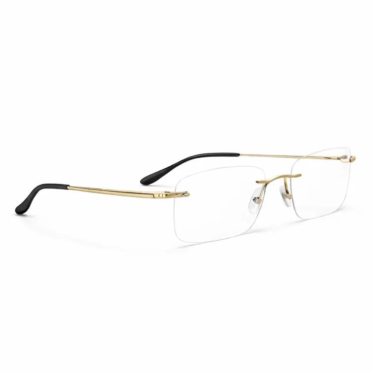 Premium Rimless Eyeglasses - Gold Spring Hinge Lightweight Frame-zoom-