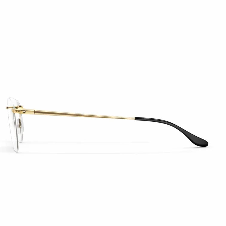 Premium Rimless Eyeglasses - Gold Spring Hinge Lightweight Frame-4