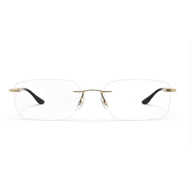 Premium Rimless Eyeglasses - Gold Spring Hinge Lightweight Frame