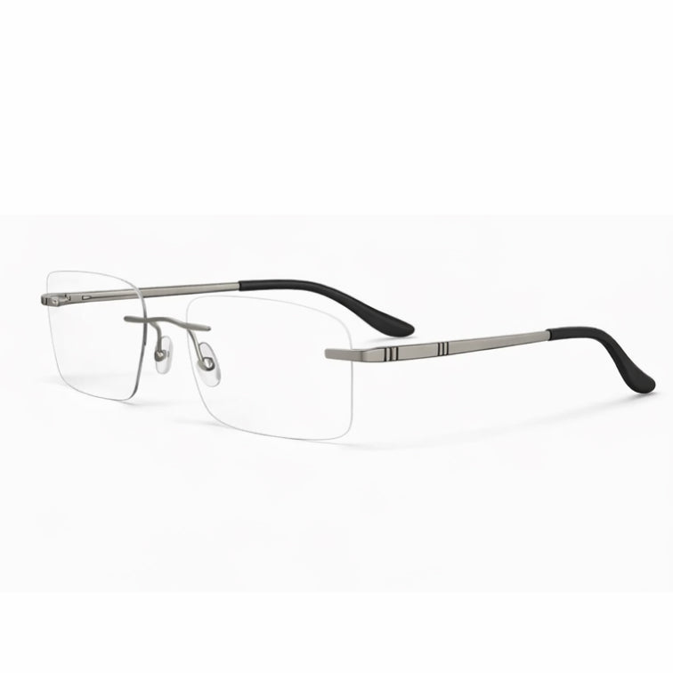 Premium Rimless Eyeglasses - Silver Spring Hinge Minimalist Frame