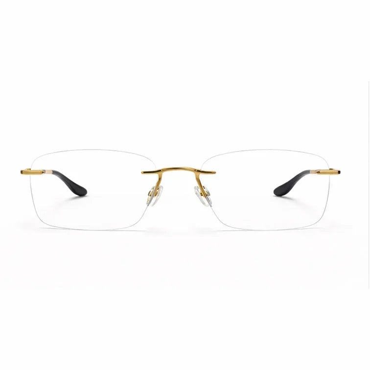 Premium Rimless Eyeglasses - Gold Textured Spring Hinge Luxury Frame-1