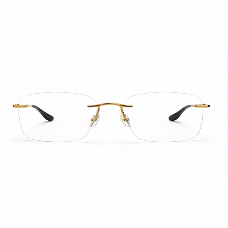 Premium Rimless Eyeglasses - Gold Textured Spring Hinge Luxury Frame