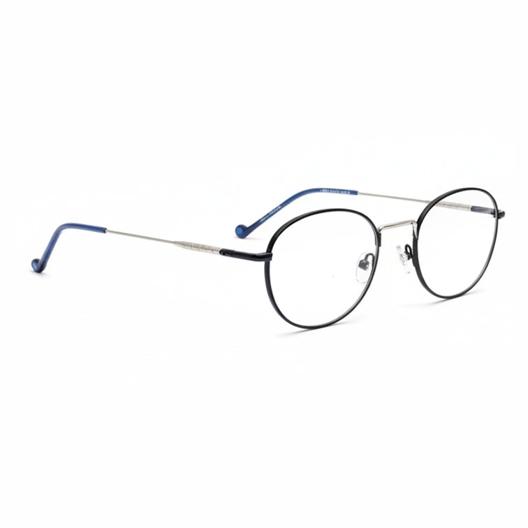 Champion Optical Frame - Black Round Eyeglasses with Blue Accents-zoom-