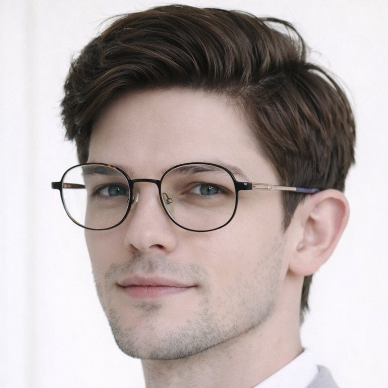 Champion Optical Frame - Black Round Eyeglasses with Blue Accents-8