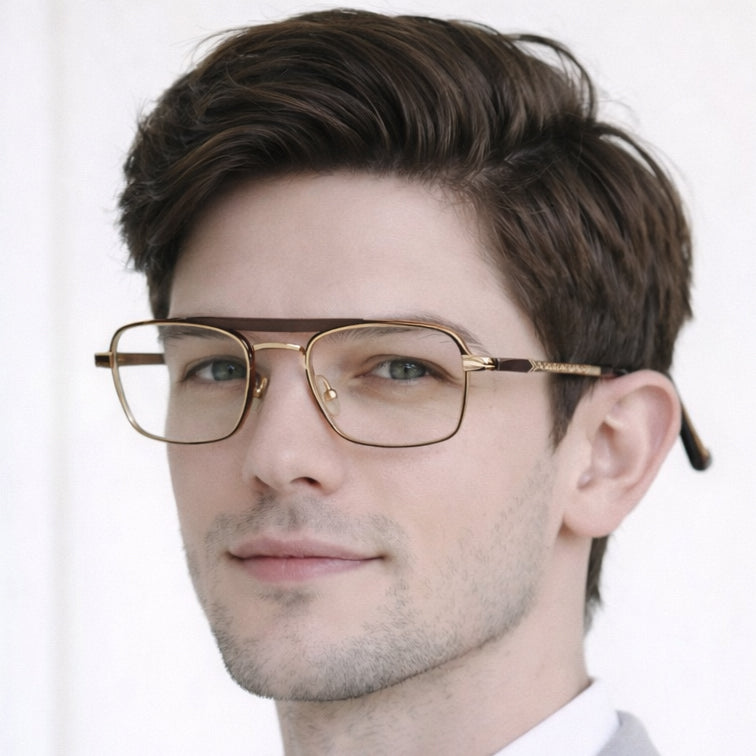 Gladiator Legend Optical Frame - Gold Metal Aviator Eyeglasses with Double Bridge-zoom-8