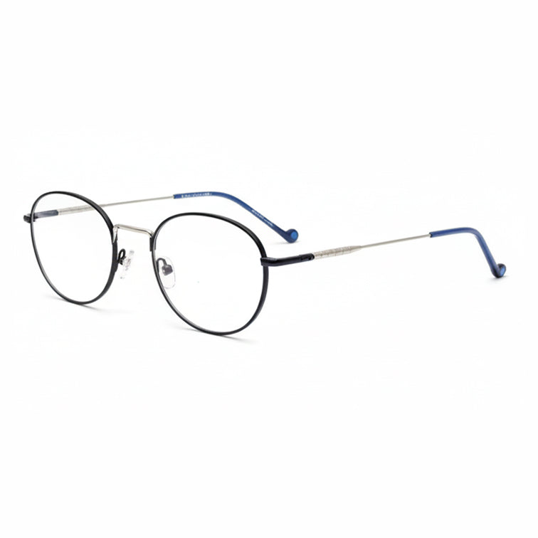 Champion Optical Frame - Black Round Eyeglasses with Blue Accents-3