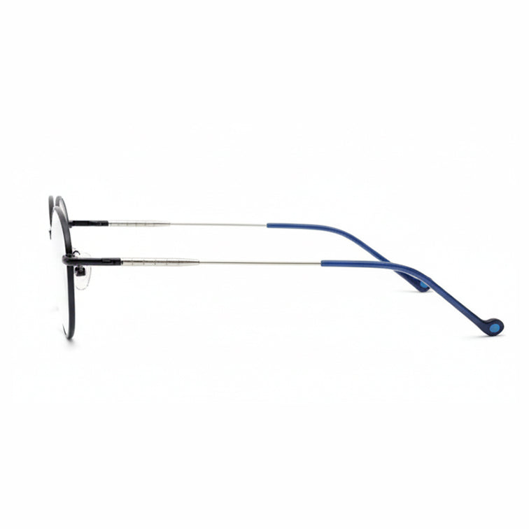 Champion Optical Frame - Black Round Eyeglasses with Blue Accents-zoom-
