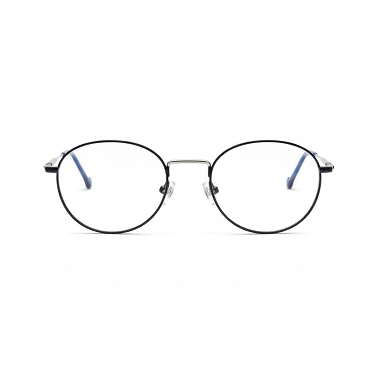 Champion Optical Frame - Black Round Eyeglasses with Blue Accents