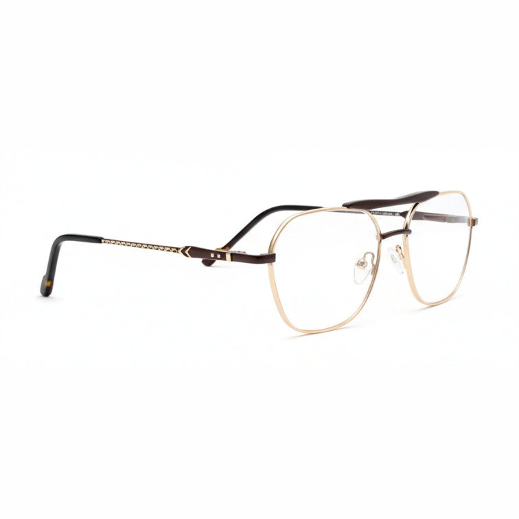 Gladiator Legend Optical Frame - Gold Metal Aviator Eyeglasses with Double Bridge-2