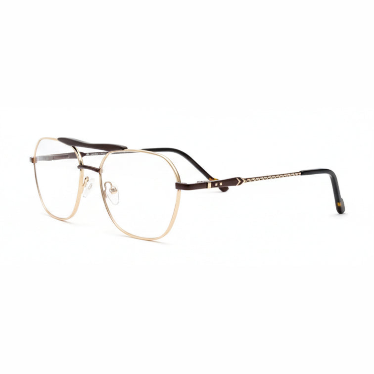 Gladiator Legend Optical Frame - Gold Metal Aviator Eyeglasses with Double Bridge-zoom-