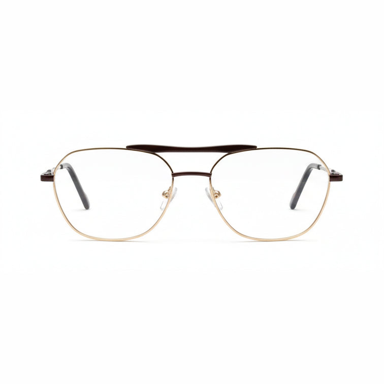 Gladiator Legend Optical Frame - Gold Metal Aviator Eyeglasses with Double Bridge-1