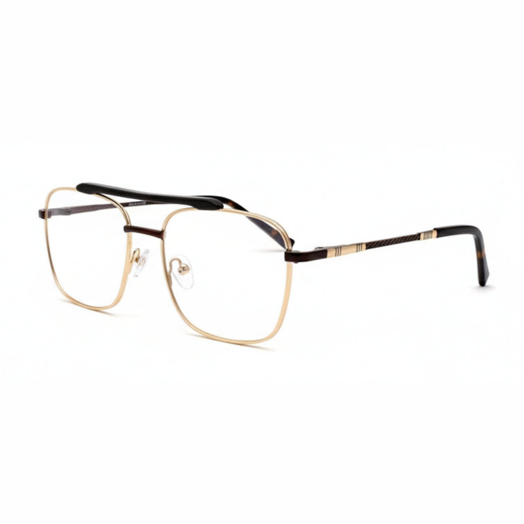 Commander Optical Frame - Gold Metal Aviator Eyeglasses with Double Bridge-zoom-