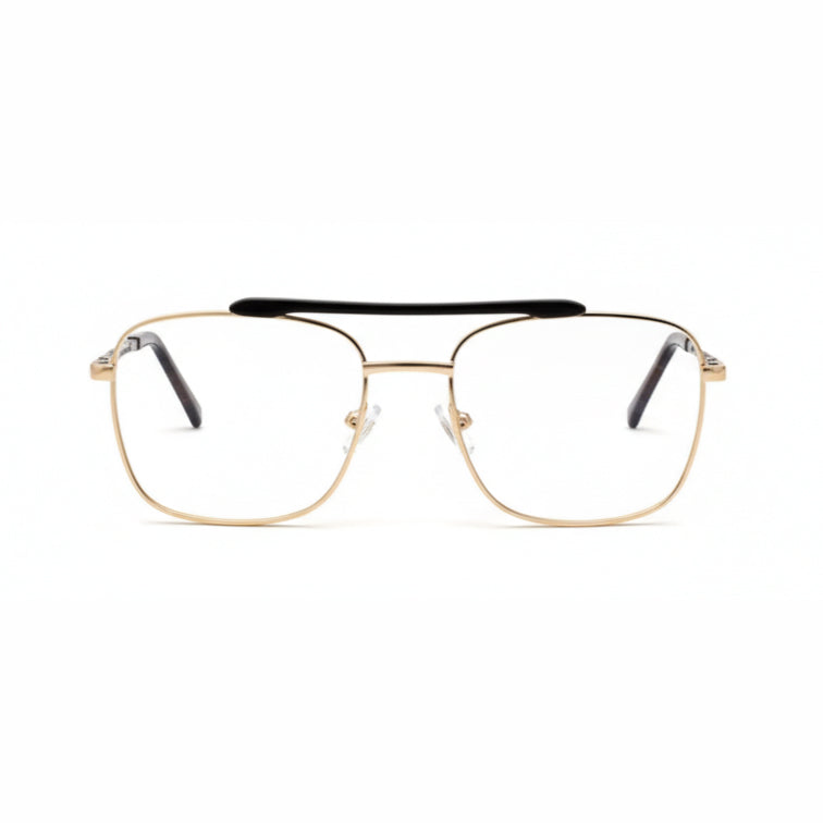 Commander Optical Frame - Gold Metal Aviator Eyeglasses with Double Bridge-zoom-