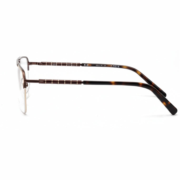 Sovereign Optical Frame - Brown Metal Semi-Rimless Eyeglasses with Tortoise Temples-zoom-4