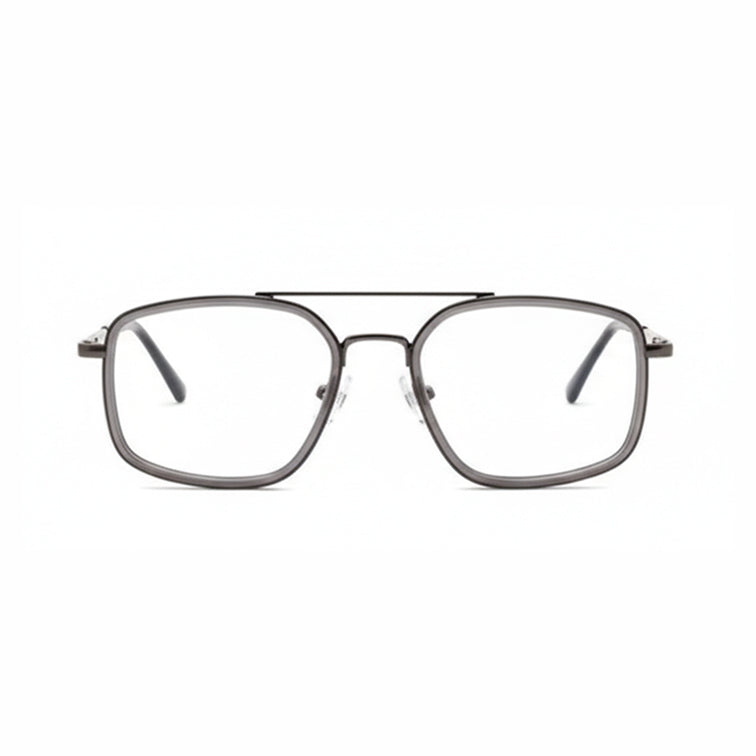 Navigator Optical Frame - Gunmetal Square Aviator Eyeglasses with Double Bridge