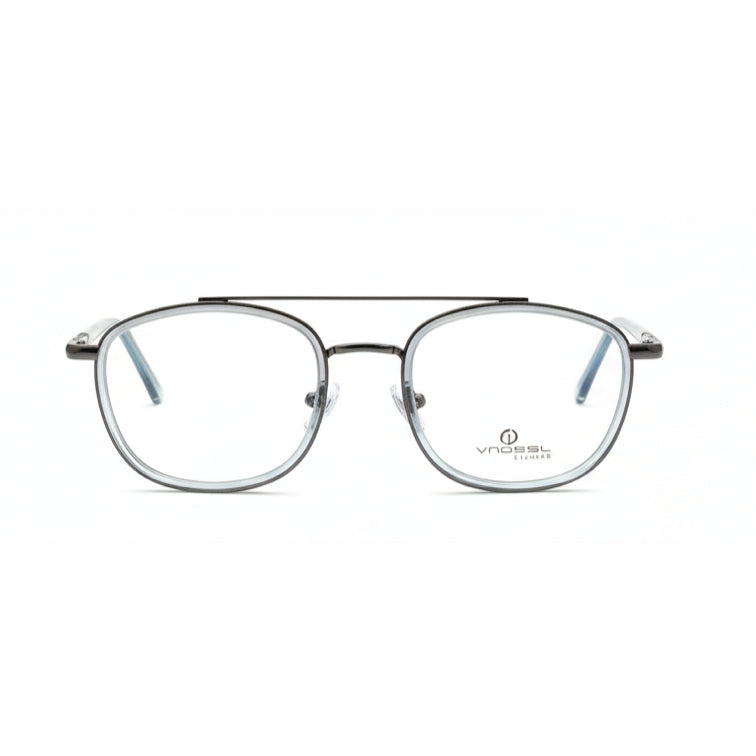 VNOGSL Pilot Optical Frame - Gunmetal Square Aviator Eyeglasses with Double Bridge Design