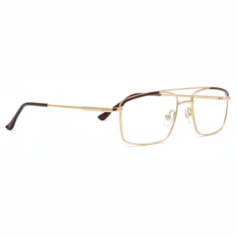 VNOGSL Aviator Optical Frame - Gold & Brown Square Aviator Eyeglasses with Double Bridge-2