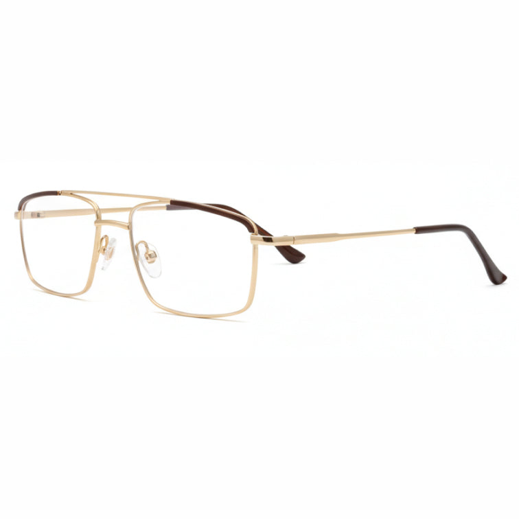 VNOGSL Aviator Optical Frame - Gold & Brown Square Aviator Eyeglasses with Double Bridge-3