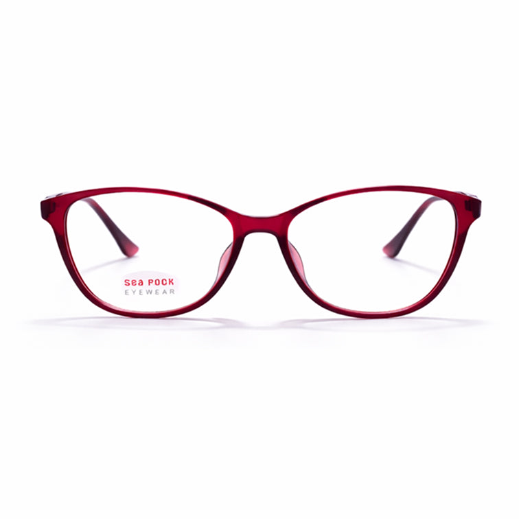 Luxe Burgundy Cat-Eye Eyeglasses - Premium TR90 Gold Accent Design