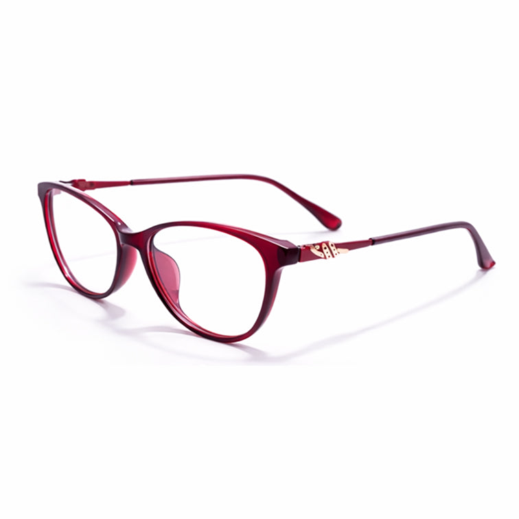 Luxe Burgundy Cat-Eye Eyeglasses - Premium TR90 Gold Accent Design