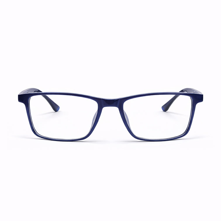 Bold Navy Blue Frames with Textured Temples - Contemporary Rectangular Eyeglasses