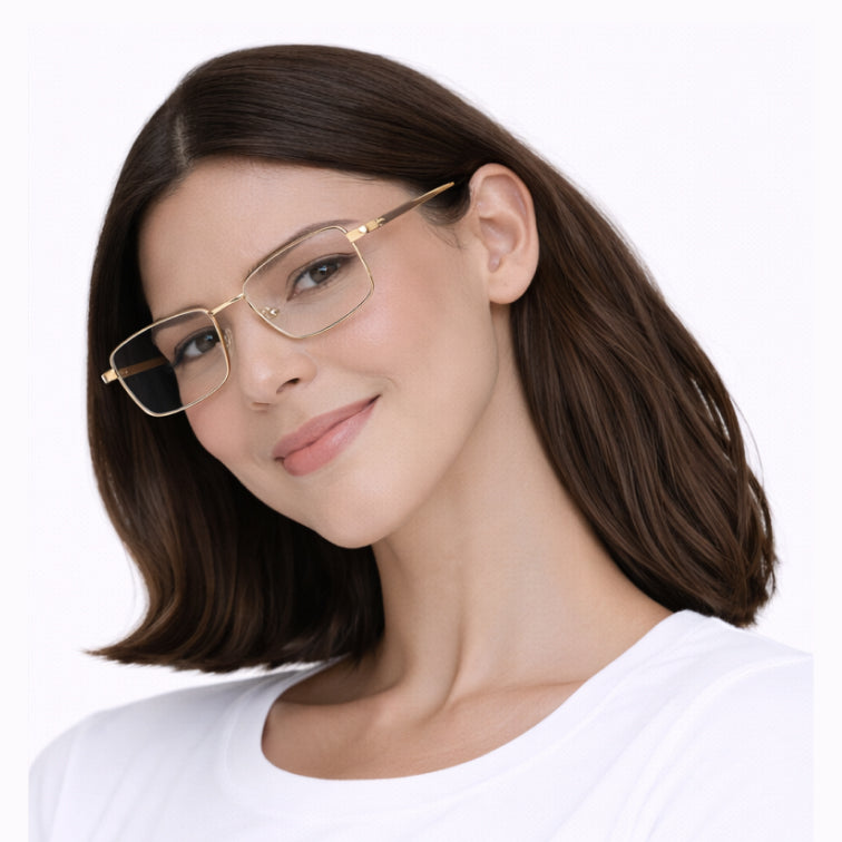 Prestige Optical Frame - Gold Metal Rectangular Eyeglasses-5