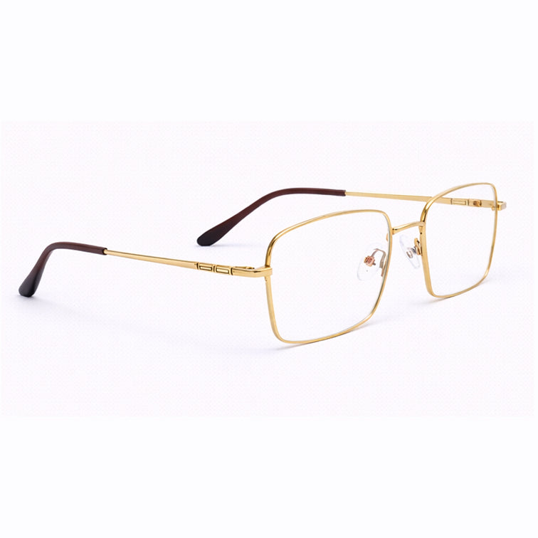 Classic Optical Frame - Gold Metal Square Eyeglasses-zoom-2