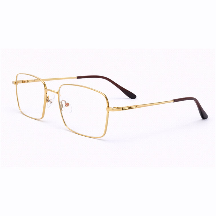 Classic Optical Frame - Gold Metal Square Eyeglasses-3
