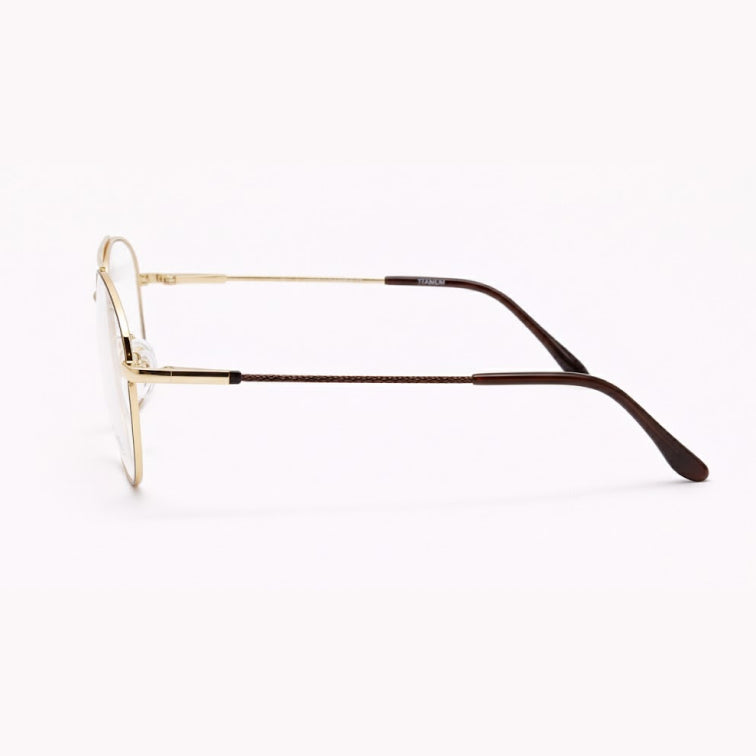 Aviator Optical Frame - Gold Metal Double Bridge Eyeglasses-zoom-4