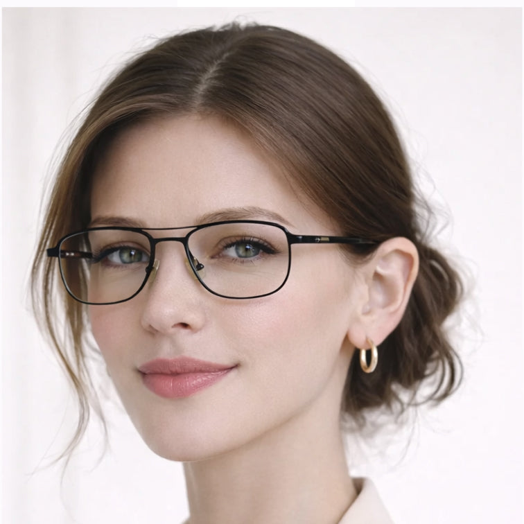 Navigator Optical Frame - Black Metal Aviator Eyeglasses-7