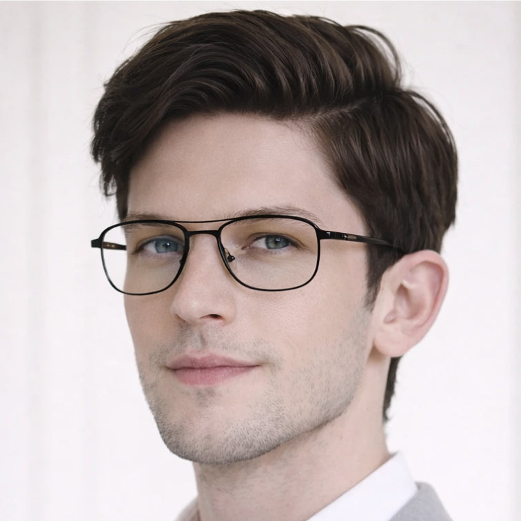 Navigator Optical Frame - Black Metal Aviator Eyeglasses-8