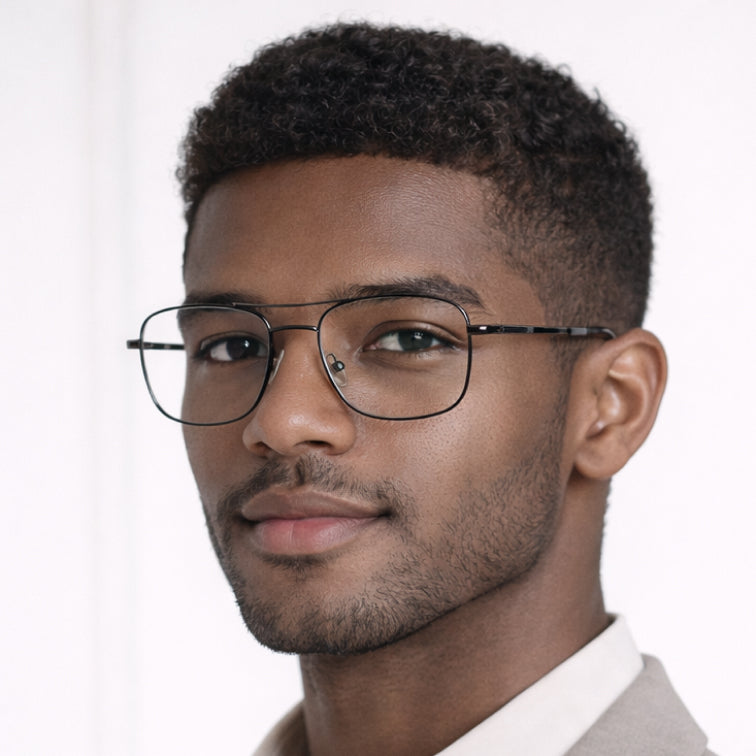 Navigator Optical Frame - Black Metal Aviator Eyeglasses-zoom-