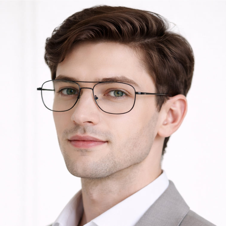 Commander Optical Frame - Black Metal Rectangular Eyeglasses-8