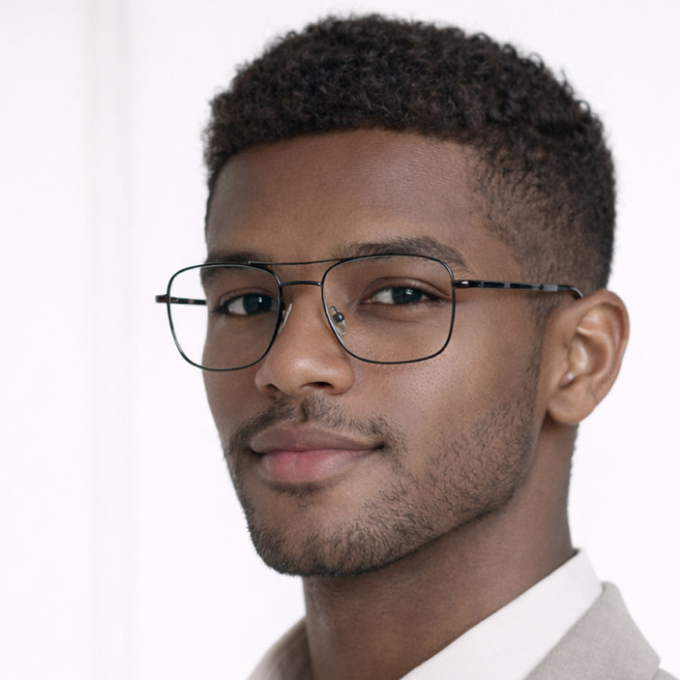 Commander Optical Frame - Black Metal Rectangular Eyeglasses-zoom-6