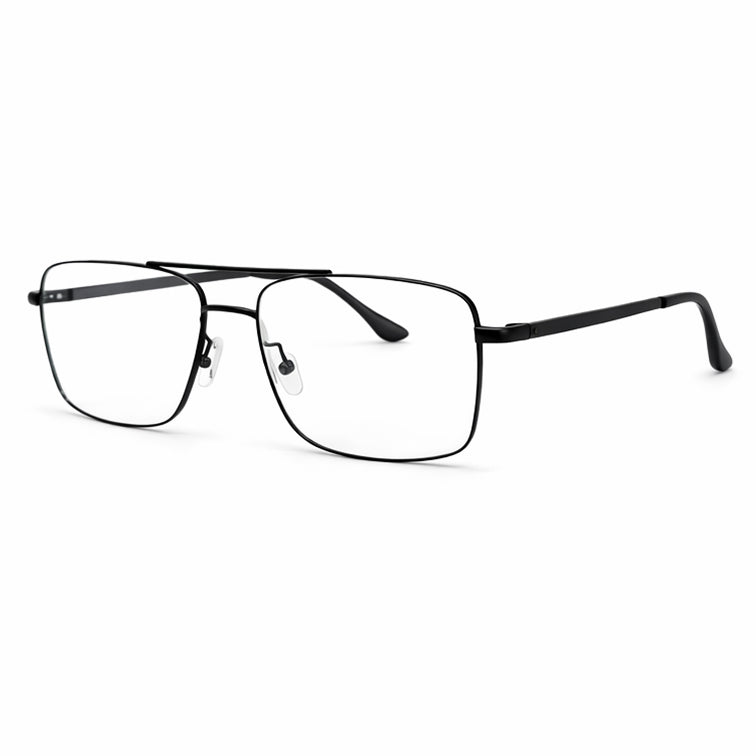 Commander Optical Frame - Black Metal Rectangular Eyeglasses-zoom-3