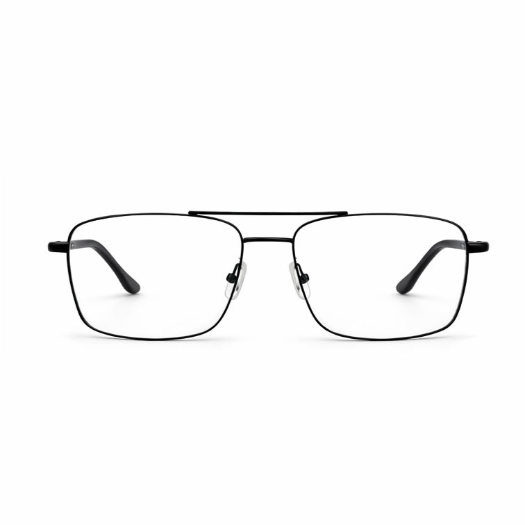 Commander Optical Frame - Black Metal Rectangular Eyeglasses-1
