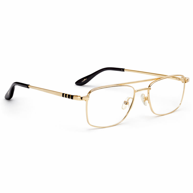 Pilot Optical Frame - Gold Metal Aviator Eyeglasses with Black Tips-zoom-2