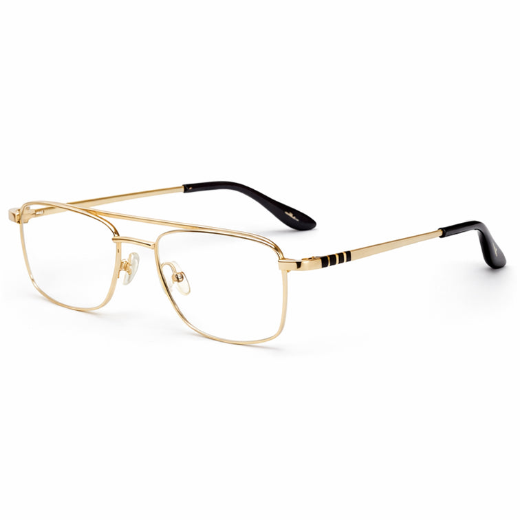 Pilot Optical Frame - Gold Metal Aviator Eyeglasses with Black Tips-3