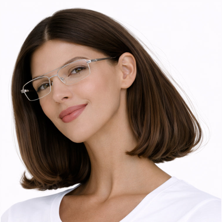 Fashion Style Executive Optical Frame - Silver Metal Rectangular Eyeglasses-zoom-7