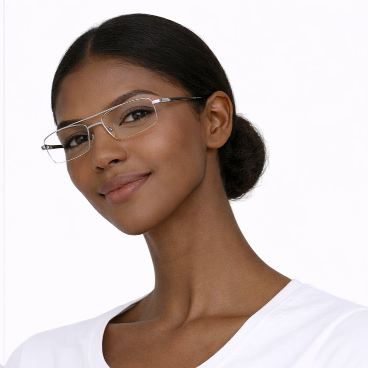 Fashion Style Executive Optical Frame - Silver Metal Rectangular Eyeglasses-zoom-5