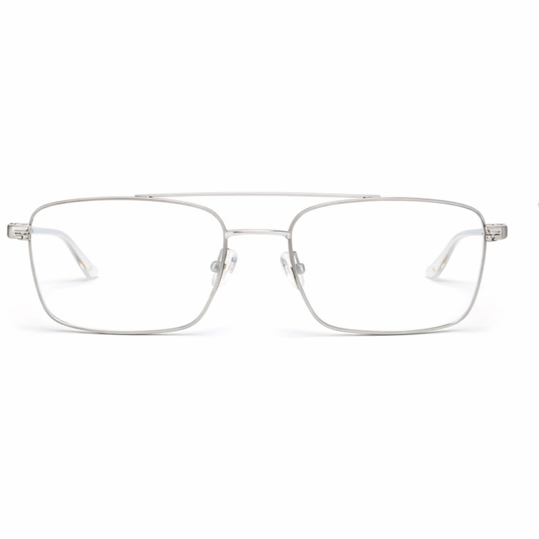 Fashion Style Executive Optical Frame - Silver Metal Rectangular Eyeglasses